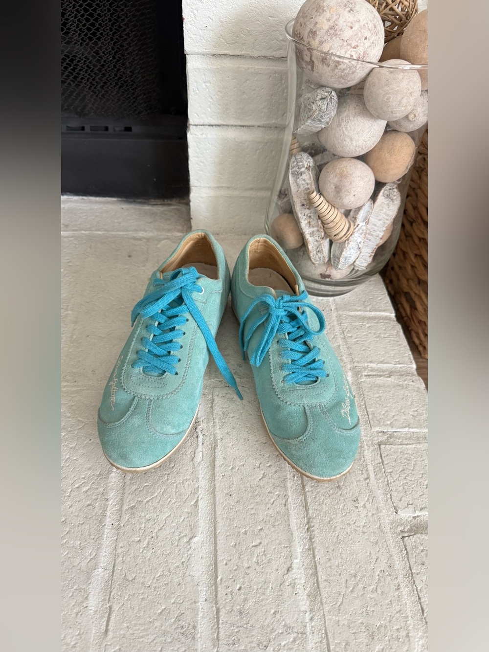 Dolce & Gabbana Y2K Suede Sneakers Aqua Tiffany Blue EU 37 US 7 Italy